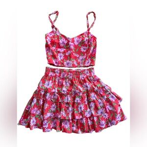LoveshackFancy Corbett tiered mini skirt set